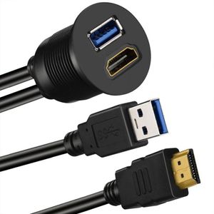 1M Mocowanie samochodu przedłużenie USB HDTV Wodoodporny kabel USB3.0 Aux Pasek panelu deski rozdzielczej do motocykl samochodów 3 stóp