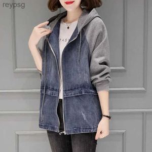 Women's Leather Faux Leather Spring Autumn Hooded Zipper Pocket Streetwear Washed Jacket For Women 2023 Classic Loose S-3xl Denim Jacket Casual Denim Coats YQ240116