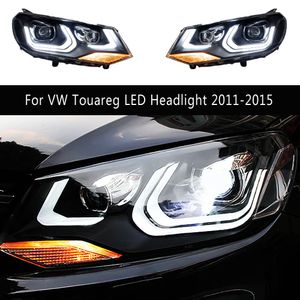 車のアクセサリーヘッドランプダイナミックストリーマターンシグナルdaylight for VW Touareg LEDヘッドライト11-15日タイムランニングライトオートパーツ