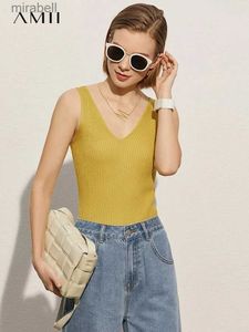 Bluzki damskie koszule amii minimalizm Summer New Women's Camisole Tops Office Lady Solid V-Neck Sexy Slim Vest Girls Tank Tops 12321058 YQ240117