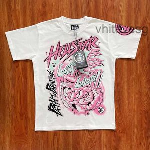 Hellstar No Guts Glory T-Shirt, Graffiti-Schriftart, abstrakter Druck, kurzärmelig, T-Shirt für Männer und Frauen, High Street-T-Shirt, Rapper-Waschung, Grau, schweres Handwerk, Unisex-Ärmel, Smlxl J1NV