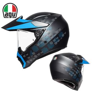 Full Face Open Agv Ax Carbon Fiber Motorcycle Off Road Helmet Anti Fog Full Cover Men's and Women's Motorcycle Running Helmet Pull Helmet All Seasons SGPU