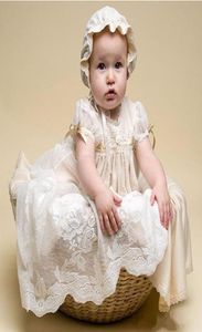 Light Champagne Lace Christening Gowns For Baby Girls Jewel Neck Cheap Long Baptism Dresses Custom Made First Communication Dress3416819