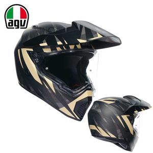 Full Face Open Agv Motorcycle Helmet Ax Carbon Fiber Winter Full Cover Off Road Rally Helmet Motorcycle Racing Helmet Men and Women 67M1