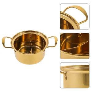 Double Boilers Golden Stainless Steel Small Pot Ramen Cooker Stock Cooking Pots Home Shabu Kitchen Soup Cookware