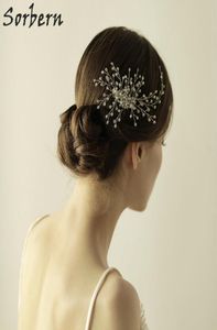 Sorbern europejski design hardpiec Crystal Wedding Hair Akcesoria dla kobiet uroczy kształt srebrny platowany Sprzedaj włosy ślubne 7192325