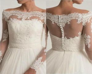 Vintage 2019 Wedding Jackets Bridal Boleros Wrap Top Off the Shoulder Spets Long Sleeve Custom Made Plus Size Brud Jacket4963651