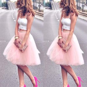 Charming Summer Knee Length Young Ladies Party Dresses Women Adult Tutu Tulle Skirt Two Pieces A Line Cheap Prom Dresses Party Wea2078