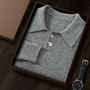 ZOCEPT 100 Goat Cashmere Pullover for Men High Quality Winter Warm Thickened Sweater Solid Polo Collar Knitted Pullover Sweater 240117