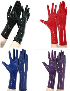 2018 Classic LaTex Gothic Sexy Lingerie Women Short Crimping Gloves Crimping Side Fetish Wrist No Fingers Female3879246