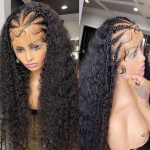 インディアンヘアディープウェーブレースフロントウィッグHDレース360 Glueless Human Hair Wig Pre Cut Cut Cut Curly Lace Front Wigs Synthetic for Women