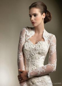 New Elegant Long Sleeve Lace Bolero Jacket Wedding Accessories Shrug Wraps Bridal Crep With2844448
