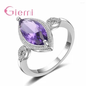 Cluster Rings Fashion Exquisite Oval Crystal Ladies 925 Sterling Silver Gifts Promotion Price Beautiful Accessories For Girls
