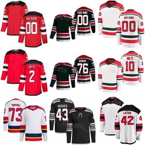 Dikiş hokey erkek çocuk kadın 43 Luke Hughes Jersey 10 Holtz 42 Curtis Lazar 88 Kevin Bahl 2 Brendan Smith 76 PK Subban 73 Tyler Toffoli 63 Jesper Bratt Kırmızı Beyaz Yeşil