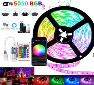 Strisce LED WIFI 30M Bluetooth Strisce LED 30M WIFI Bluetooth RGB Luce LED 5050 SMD Flessibile 20M 25M Impermeabile 2835 W27152169