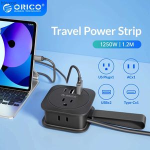 Stroomkabelstekker ORICO US Stekkerdoos Reisadapter Smart Plug Meerdere verlengaansluitingen met 2 USB-poorten Type C Snel opladen voor reiskantoor YQ240117