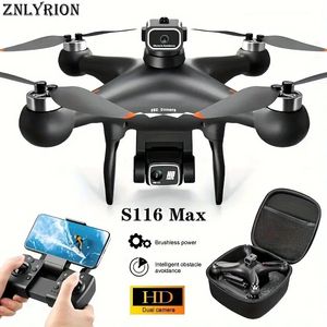 Drone S116 Max RC de longa duração com câmeras HD duplas ajustáveis, motores sem escova, posicionamento de fluxo óptico, modo de acompanhamento inteligente, prevenção de obstáculos.