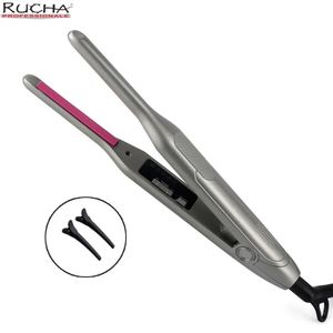 Mini Curler Pencil Hair prostener 2 na 1 najcieńszy ceramiczny wąskie wąskie płaskie żelazo z wyświetlaczem LED dla krótkich włosów brody 240117