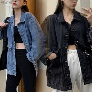 Women's Leather Faux Leather Women Jacket Washed Denim Single-breasted Cardigan Buttons Keep Warm Long Sleeves Turn-down Collar Women Coat Female Clothes YQ240116