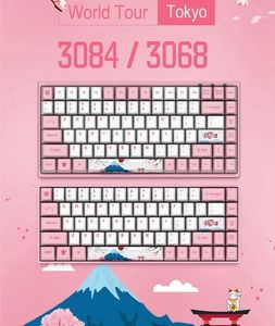 Keyboards Original Akko 30683084 Sakura Mechanical Gaming Keyboard 6884 Keys PBT Computer Gamer Typec Pink Blue Orange Switch19697880