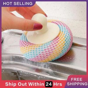 Berets Pot Dishwasher Stainless Scrubber Dish Scrubbers Steel Ball Kitchen Brush Wire With Handle Large