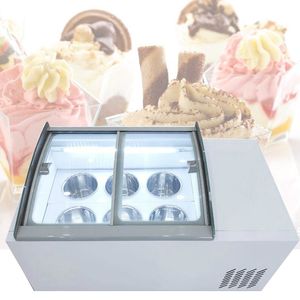 Gelato Ice Cream Showcase Freezer Display Glaint مع متجر آيس كريم تجميد التلقائي التلقائي
