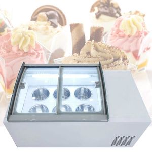 Hot Sale Commercial Ice Cream Display Freezer Glass Showcase Glass Kylskåp för flera smaker