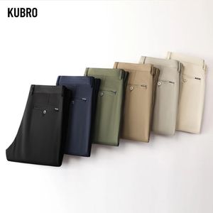 Kubro British Mens Suit Pants Stretch Smart Casual Byxor Solid Color Straight Wearable Full Length Home Business Work Pant 240117