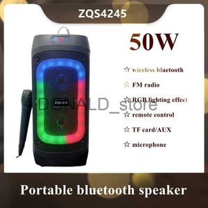 Portabla högtalare ZQS4245 50W High Power Multi-Function Bluetooth Speaker Loud Super Bass Outdoor Wireless Karaoke Party Stage Subwoofer FM Radio J240117