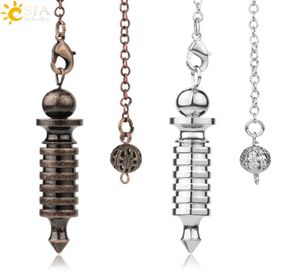 Reiki Pêndulo Metal Cobre Dowsing Cura Pirâmide Pingente Encantos Chakra Pendulo Chrome Gold Amulet Pendulos Point Ball Chains4735213