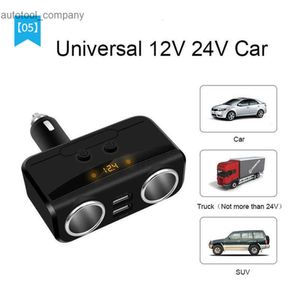 Novo divisor de soquete usb para isqueiro de carro yantu, adaptador de energia 12v-24v max 5v 3.1a, carregador usb duplo para carro com voltímetro lcd