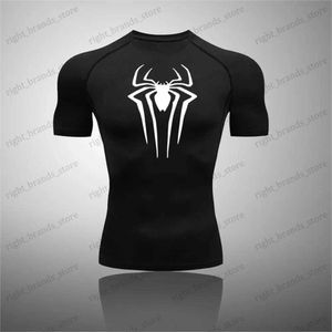 Erkek Tişörtler Baskılı Erkek Atletik Sıkıştırma Gömlekleri Atletik Hızlı Kuru Nefes Alabilir Kızarık Koruma Atletik Sıkı Egzersiz Üstleri Yaz Erkekler T240117