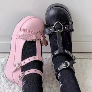 Sapatos de vestido marca 5cm bloco saltos fivelas coração plataforma rosa preto gótico meninas cosplay lolita mary janes bombas mulheres