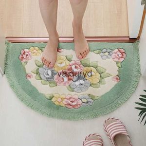 Carpets Chinese Pastoral Washable Cotton Carpet Quilted Welcome Doormat Flower Bedroom Floor Mats Anti-slip Hallway Kitchen Floral Matvaiduryd