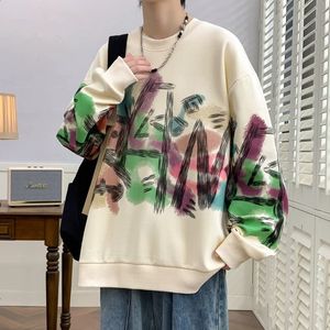 Fashion 2024 Spring Autumn Men's Graffiti Hoodies Hip Hop Streetwear Pullover Youth Long Sleeves Sweatshirts Sports Top Clothing 240117