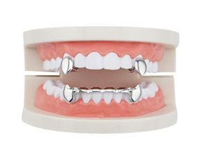 gold teeth Grillz Dental Hip Hop Smooth Grillz Real Plated Vampire Tiger Rappers Body Jewelry Four Colors Golden Sil sqcZLG luckyh1225847