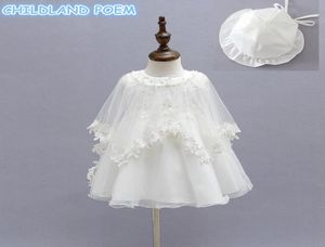 Sukienki dziewczyny039s Dziewczyna Dziewczyna Suknia Suknia Chrzestna Koronna Pearl Księżniczka 1 rok urodzin Wedding With Hat 3 PCSSet 3329460