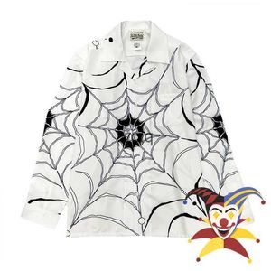 Camisas casuais masculinas Novo padrão de teia de aranha WACKO MARIA Camisa Homens Mulheres Camisas havaianas