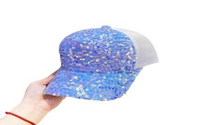 Chapéus de caminhoneiro de cristal ao ar livre feminino malha brilhante strass boné esportivo verão colorido glitter lantejoulas bonés de beisebol 1833459