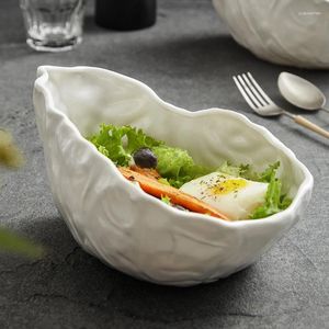 Plakalar Yüksek dereceli Beyaz Seramik Kişiselleştirilmiş Yaratıcı Salata Kase Yemek Odası Soğuk Dip Yijing Plaka Tahminleri