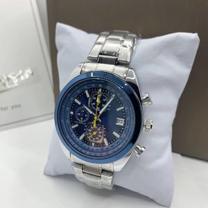 Luxury Męski zegarek klasyczny kwarcowy zegarek Automatyczny sześcioosobowy Chronograf Run Drugi zegarek 41 mm wysokiej klasy zegarek ze stali nierdzewnej skórzany pasek