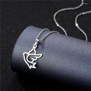 Pendant Necklaces Stainless Steel Silver Color Chain Bird Pigeon Necklac For Woman Wedding Engagement Fashion Charm Jewelry