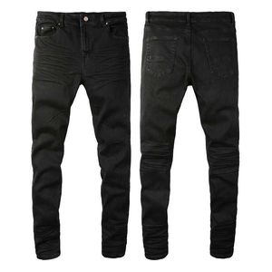 Men's American Simple Jeans Black High Street Slim Fit