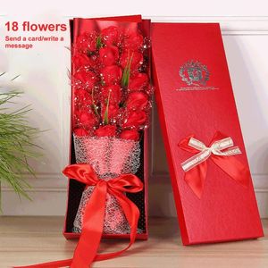 Creative Soap Flower Valentines Day Wife Girl Gift Rose Flower Artificial Soap Bouquet Badrum Handdukar med presentförpackning 240117