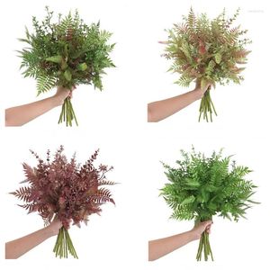 Decorative Flowers Artificial Fern Leaf Persian Grass Plant Wall Accessories Greening Material DIY Landscaping Home Garden Office Decoration