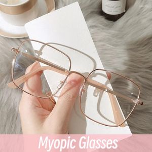 Sunglasses Oversized Square Frame Anti-blue Light Eyeglasses Unisex Nearsighted Eyewear Prescription High Definition Myopia Glasses