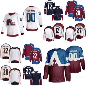 Personalizado Hóquei 22 Fredrik Olofsson Jersey 20 Ross Colton 12 Ryan Johansen 90 Tomas Tatar 28 Miles Wood 27 Jonathan Drouin 3 Jack Johnson 8 Cale Makar Juventude Mulheres Homens