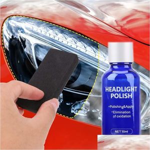 Produtos de cuidados Kit de cuidados de carro 30ml Ferramenta de reparo de farol Restauração Oxidação Retrovisor Vidro Líquido Polonês Farol Polimento Anti-Scrat Dhfu8