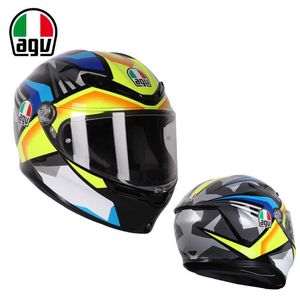 Capacete de motocicleta Full Face Open Agv k de fibra de carbono masculino Four Seasons Motorcycle Racing Capacete completo anti nevoeiro capacete de segurança de verão preto fosco U67Y