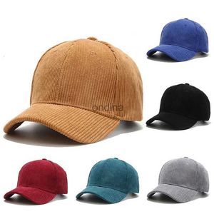 Ball Caps Spring Autumn Cord Cord Baseball Cap for Women Men unisex vintage solidne kapelusze Hipback Hip HAT Zimowe regulowane sportowe kapelusz sportowy YQ240117